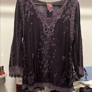 Embroidered Purple Women's Top